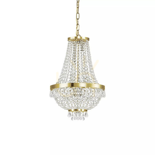 Kontrollera Taklampa Ideallux Caesar SP6 Oro guld 6xG9 kristall 38 cm 114729