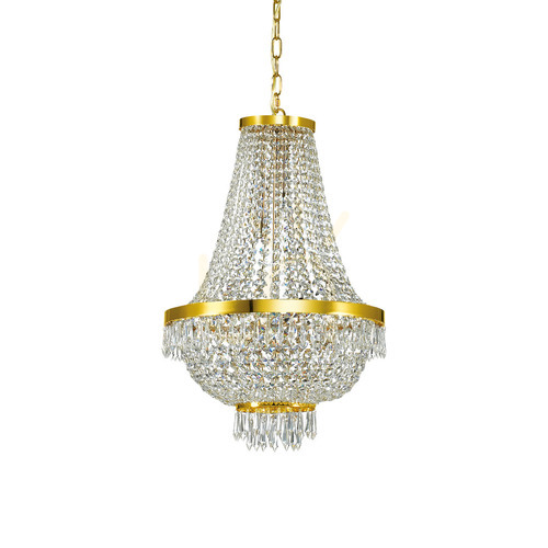 Kontrollera Taklampa Ideallux Caesar SP9 guld kristall 45 cm 114736