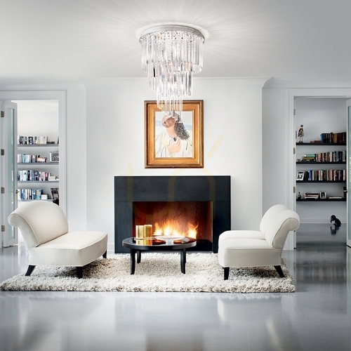 Kontrollera Plafond Ideallux Carlton PL8 Cromo krom kristall 40 cm 168920