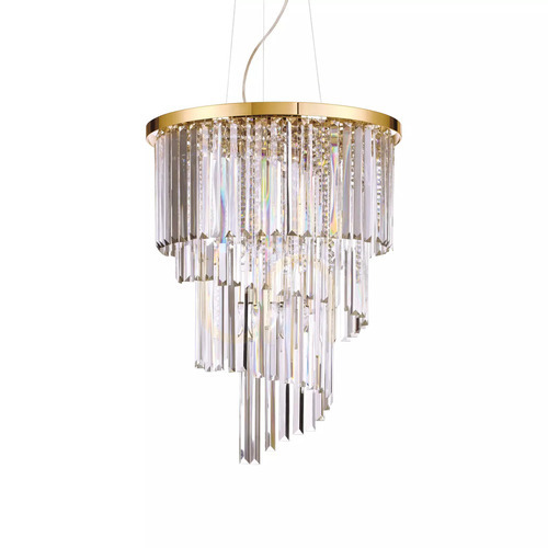 Kontrollera Taklampa Ideallux Carlton SP12 guld kristall 50 cm 213521