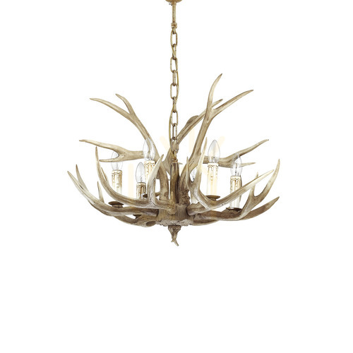 Kontrollera Pendellampa Ideallux Chalet SP6 beige 6xE14 67 cm 115498