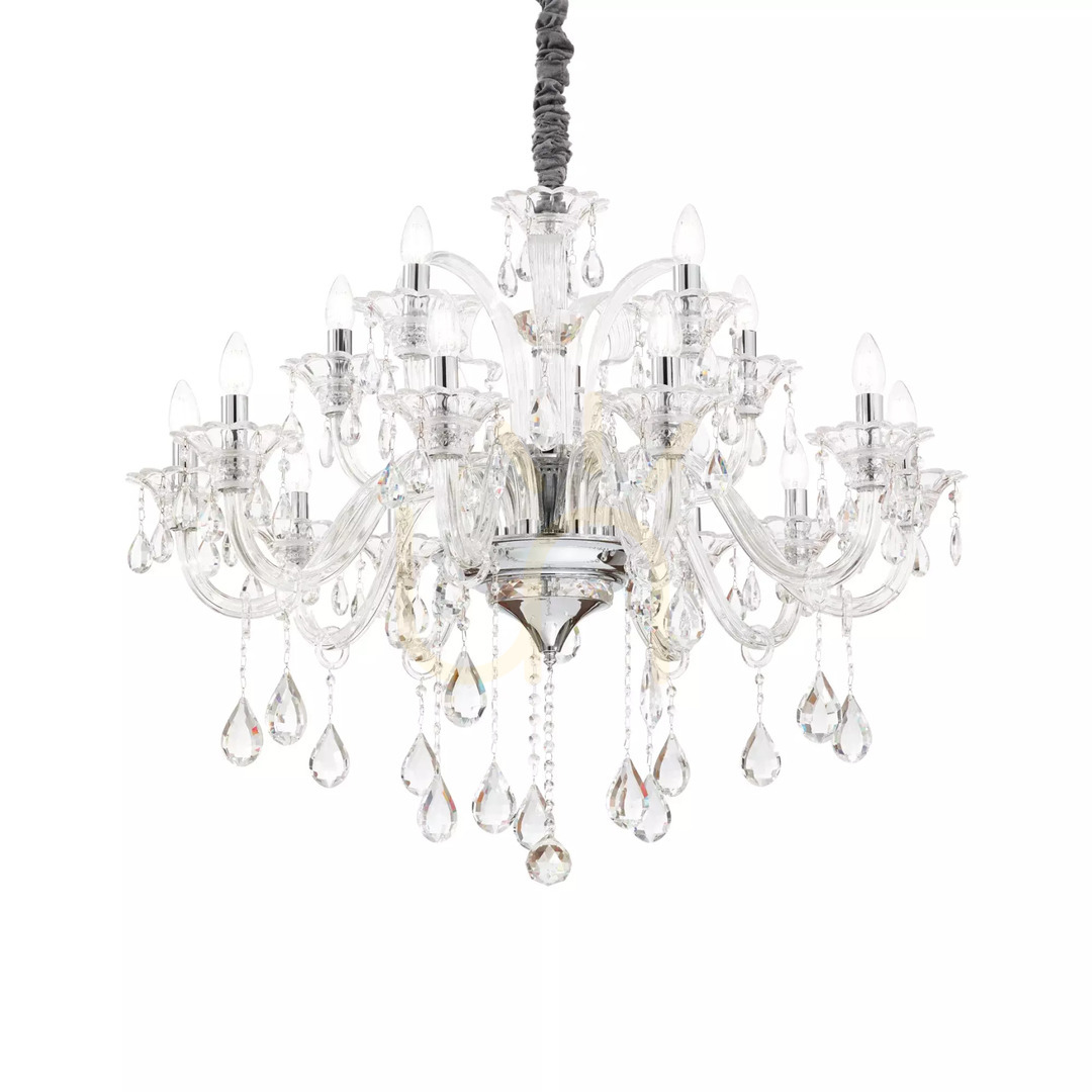 Utsikt Taklampa Ideal Lux Colossal 114170 15-ljus krom glas kristall Ø95 cm Taklampa Ideal Lux Colossal 114170 15-ljus krom glas kristall Ø95 cm