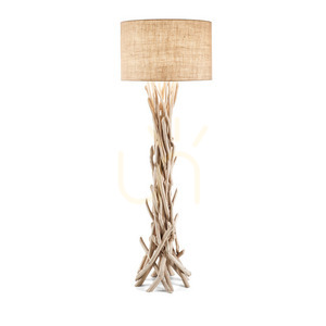 Stående lampa Ideallux Driftwood PT1 trä tyg 148939 small 0