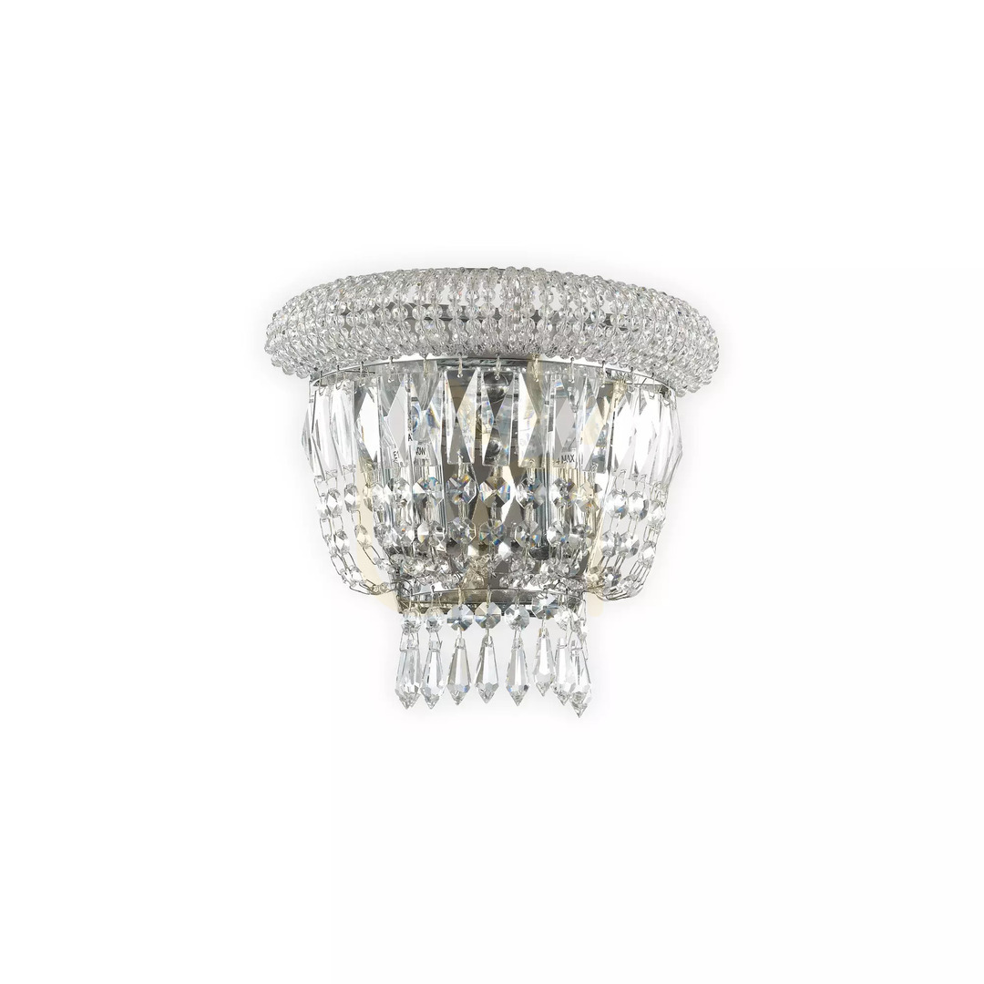 Utsikt Vägglampa Ideallux Dubai AP2 krom kristall 2xE14 207155 Vägglampa Ideallux Dubai AP2 krom kristall 2xE14 207155