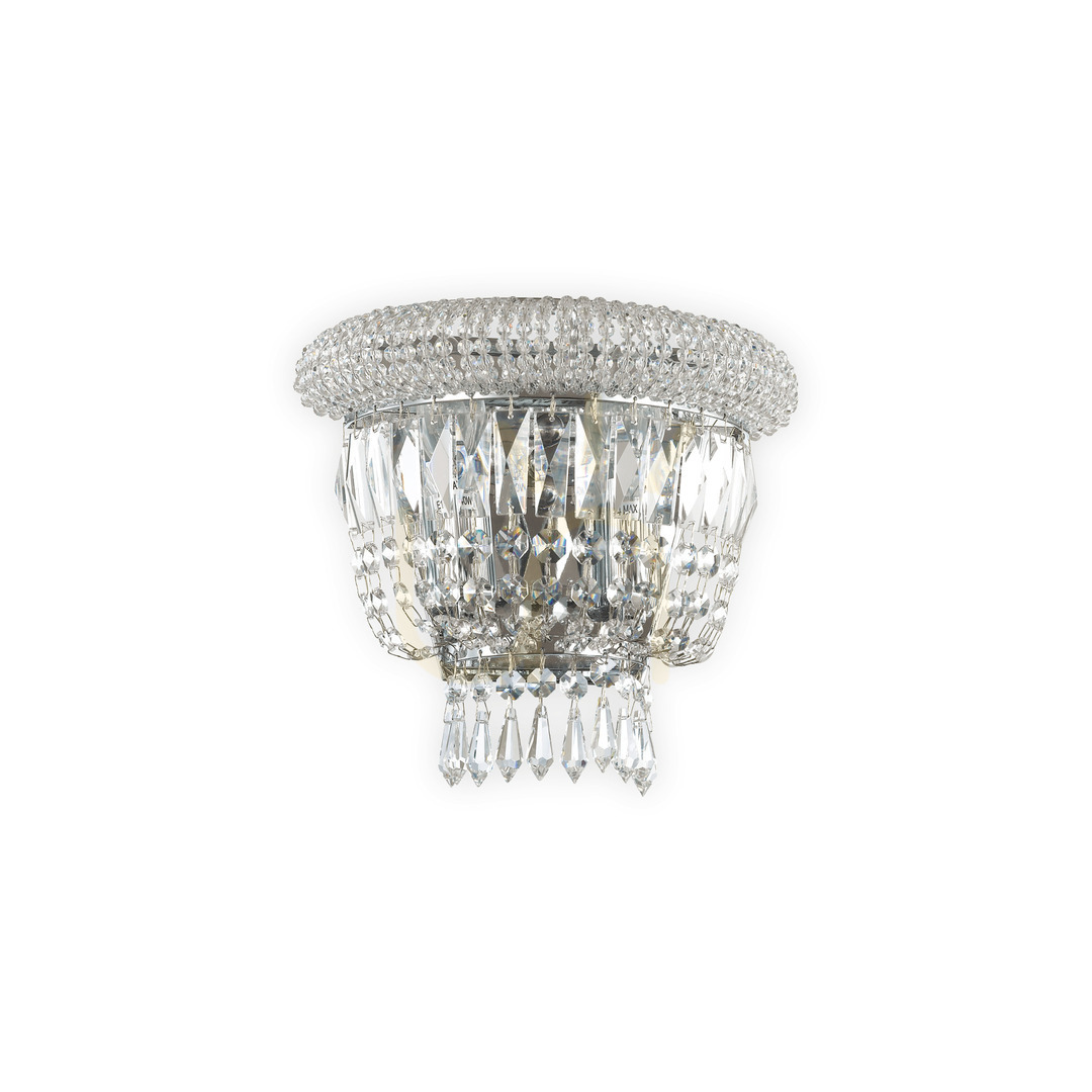 Kontrollera Vägglampa Ideallux Dubai AP2 krom kristall 2xE14 207155 Vägglampa Ideallux Dubai AP2 krom kristall 2xE14 207155