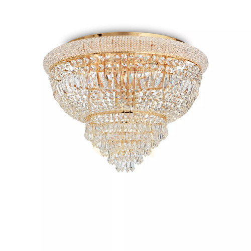 Kontrollera Plafond Ideallux Dubai PL24 mässing kristall 78 cm 243498