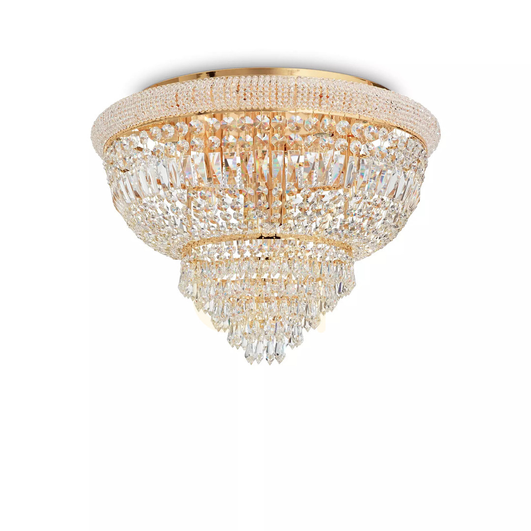 Utsikt Plafond Ideallux Dubai PL24 mässing kristall 78 cm 243498 Plafond Ideallux Dubai PL24 mässing kristall 78 cm 243498