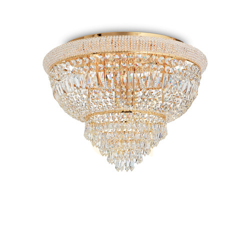 Kontrollera Plafond Ideallux Dubai PL24 mässing kristall 78 cm 243498