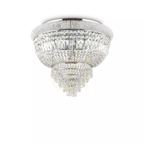 Kontrollera Plafond Ideallux Dubai PL6 Cromo krom kristall 52 cm 207186