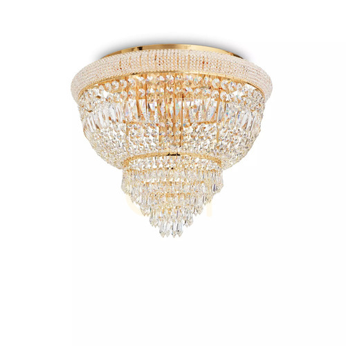Kontrollera Plafond Ideallux Dubai PL6 mässing kristall 52 cm 201016