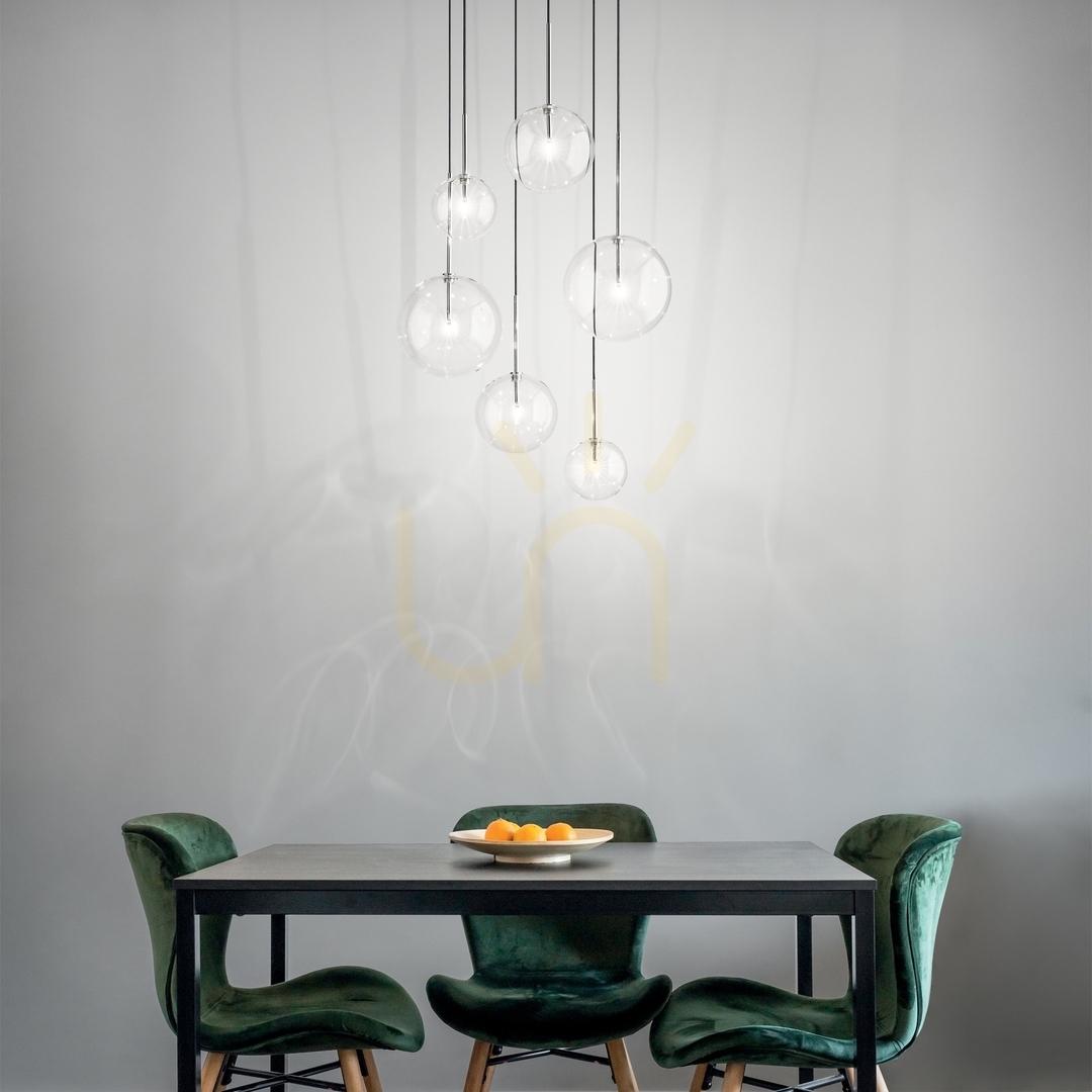 Utsikt Pendellampa Ideallux Equinoxe SP6 mässing 65 cm 317243 Pendellampa Ideallux Equinoxe SP6 mässing 65 cm 317243