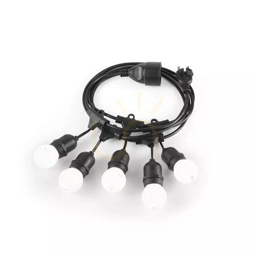 Kontrollera Ljusslinga Ideallux Fiesta svart 5xE27 404 cm 159836