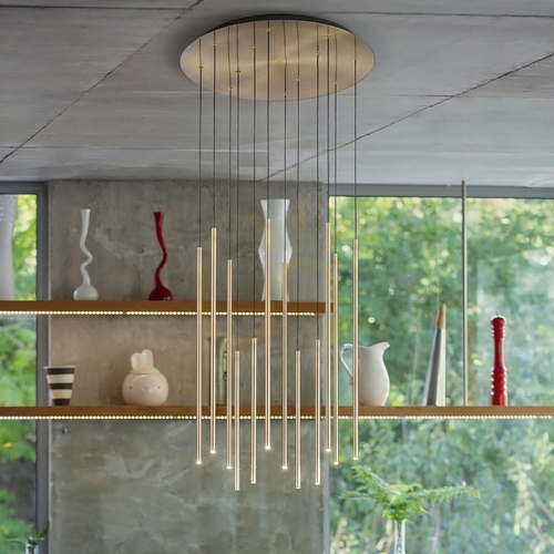 Kontrollera Hänglampa Ideallux LOOK Filo SP12 mässing LED 60 cm 263663