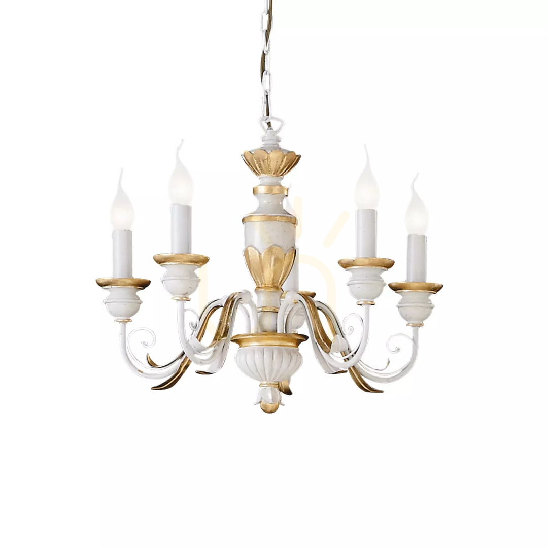 Förhandsvisning Taklampa Ideallux Firenze SP5 Oro guld 5-ljus 55 cm 020822 Taklampa Ideallux Firenze SP5 Oro guld 5-ljus 55 cm 020822