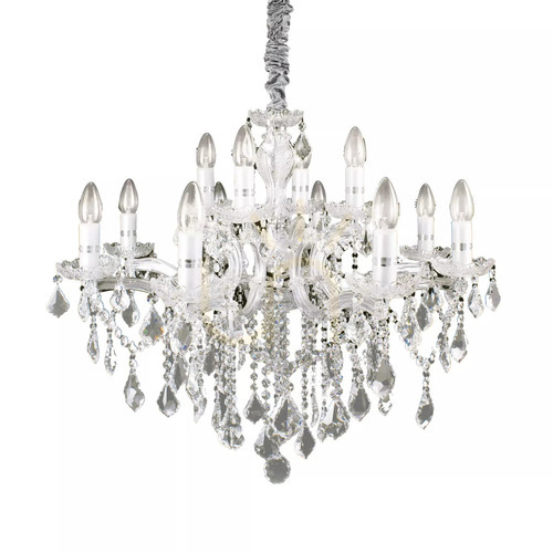 Kontrollera Pendellampa Ideallux Florian SP12 Cromo krom kristall 72 cm 035604