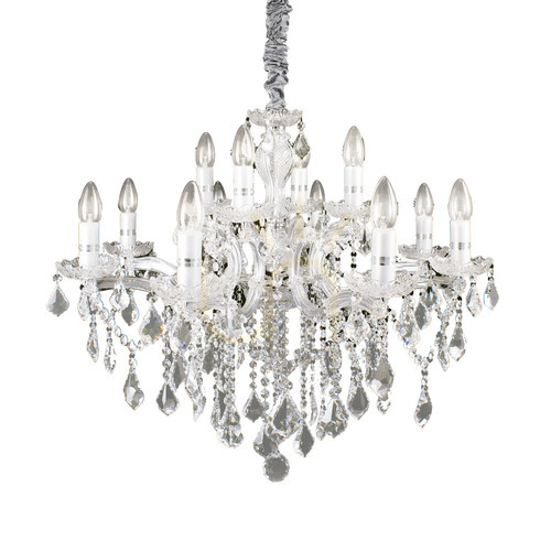 Kontrollera Pendellampa Ideallux Florian SP12 Cromo krom kristall 72 cm 035604