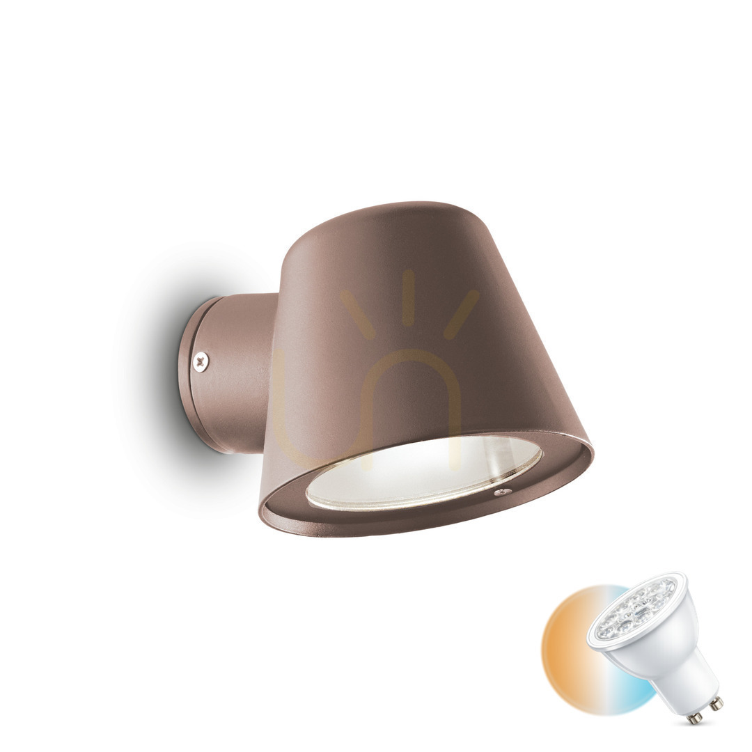 Kontrollera Utomhusvägglampa Ideallux GAS AP1 Coffee brun GU10 213095 Utomhusvägglampa Ideallux GAS AP1 Coffee brun GU10 213095