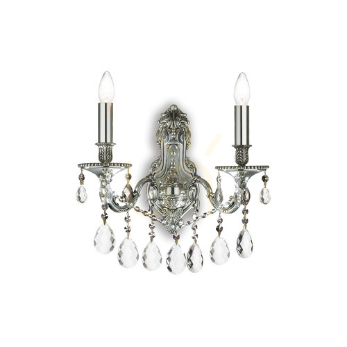 Kontrollera Vägglampa Ideallux Gioconda AP2 Argento silver kristall 2xE14 044910