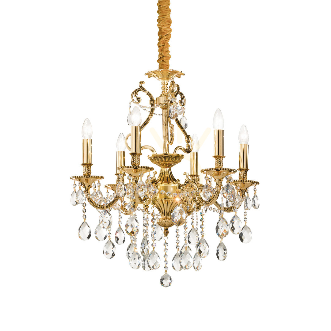Kontrollera Taklampa Ideallux Gioconda SP6 Oro guld kristall 62 cm 060507 Taklampa Ideallux Gioconda SP6 Oro guld kristall 62 cm 060507