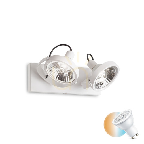 Kontrollera Plafond Ideallux GLIM PL2 BIANCO vit metall GU10 2x50W 31 cm 200200