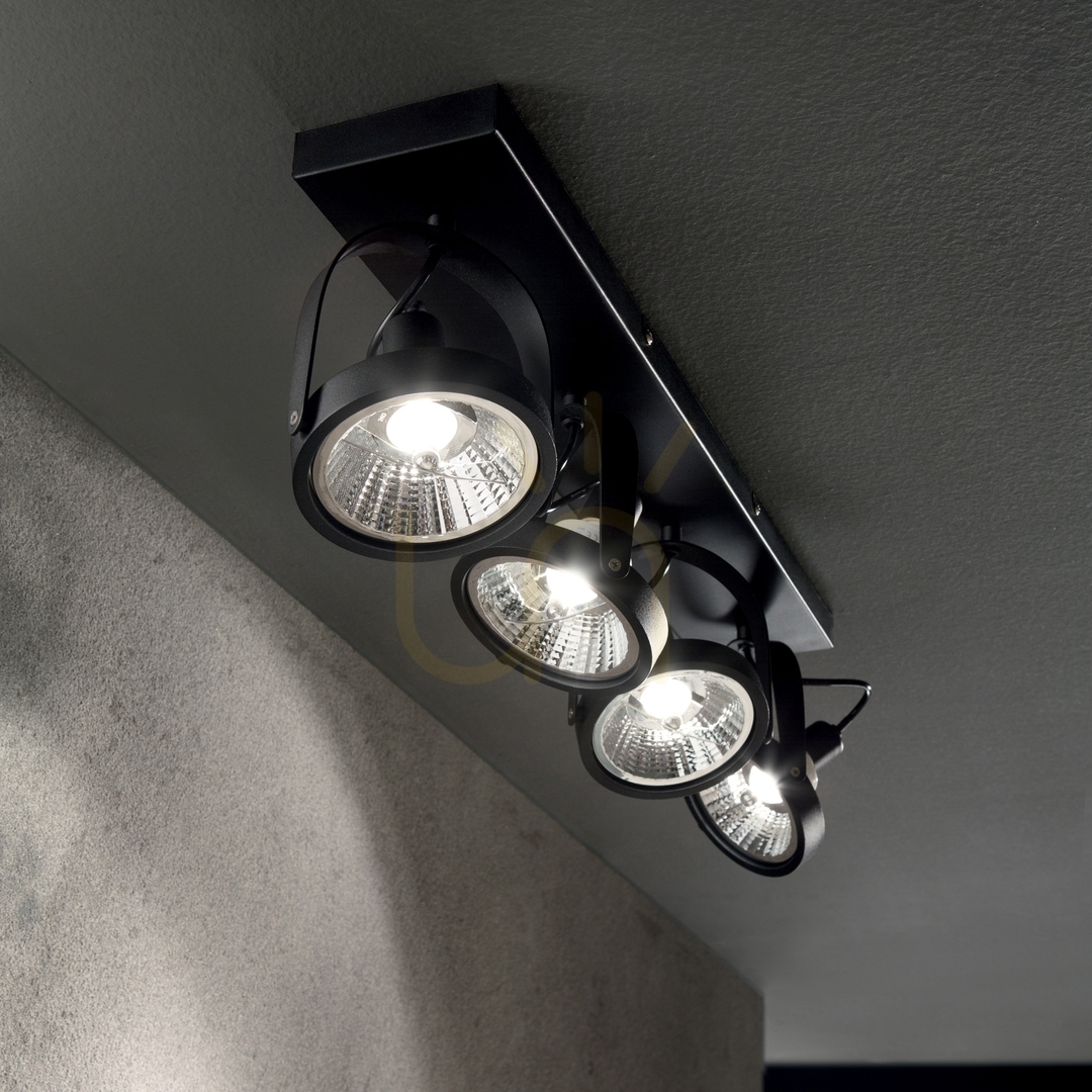 Display Plafond Ideallux GLIM PL4 svart 4xGU10 200255 Plafond Ideallux GLIM PL4 svart 4xGU10 200255