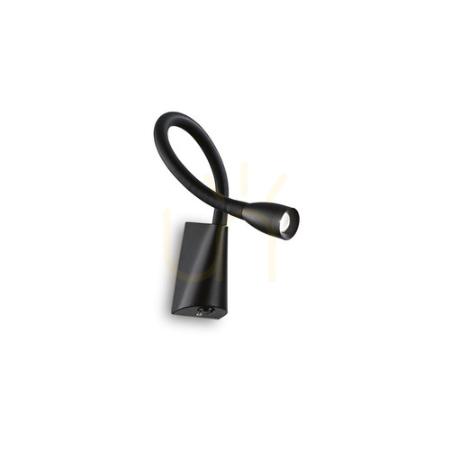 Kontrollera Vägglampa Ideallux Goose AP Nero svart LED 3W 142692