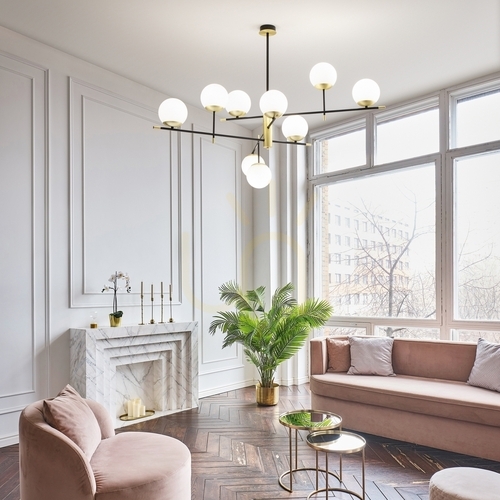 Kontrollera Plafond Ideallux Gourmet PL9 svart mässing 289489