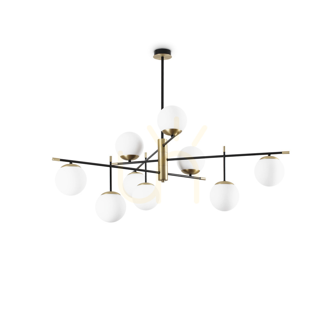 Kontrollera Plafond Ideallux Gourmet PL9 svart mässing 289489 Plafond Ideallux Gourmet PL9 svart mässing 289489