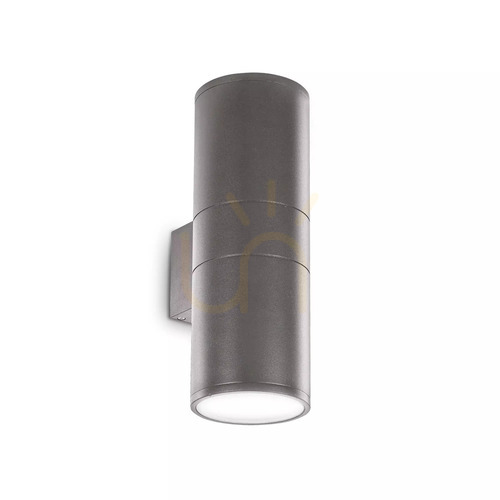 Kontrollera Vägglampa utomhus Ideallux GUN AP2 Big Grigio grå 163604