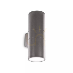 Ideal Lux Gun AP2 Big Grigio grå vägglampa för utomhusbruk, aluminium och Pyrexglas, 2×E27, IP54, 163604 small 1