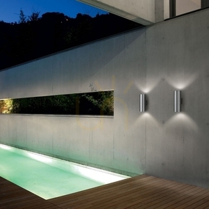 Ideal Lux Gun AP2 Big Grigio grå vägglampa för utomhusbruk, aluminium och Pyrexglas, 2×E27, IP54, 163604 small 3