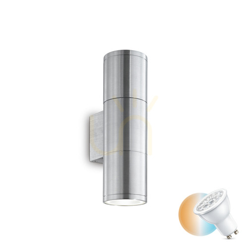 Kontrollera Utomhus vägglampa Ideallux GUN AP2 Small aluminium silver 033013