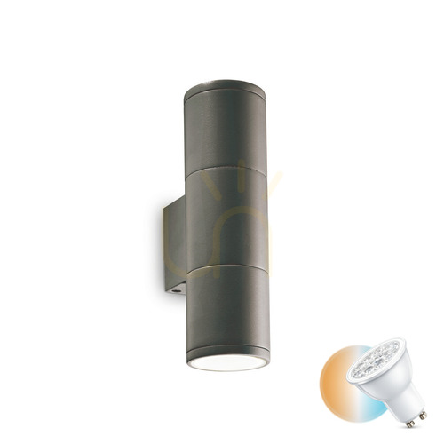 Kontrollera Vägglampa utomhus Ideallux GUN AP2 Small antracit 236841