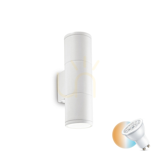 Kontrollera Utomhusvägglampa Ideallux GUN AP2 Small vit aluminium 100388