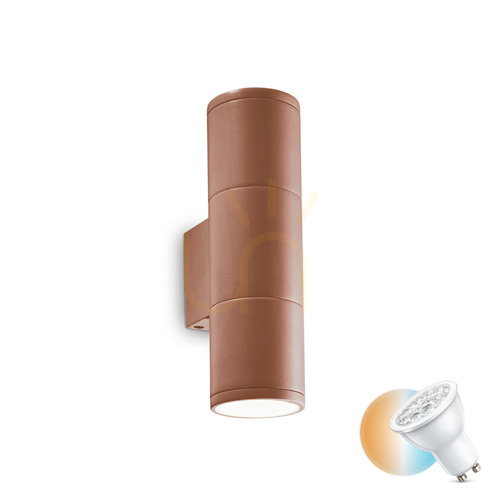 Kontrollera Vägglampa utomhus Ideallux GUN AP2 Small Coffee brun 163635