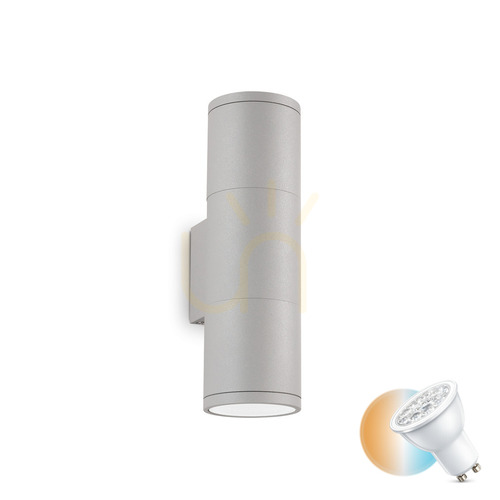 Kontrollera Utomhusvägglampa Ideallux GUN AP2 Small grå aluminium GU10 163628