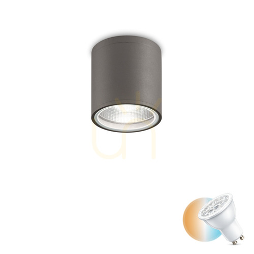 Kontrollera Takplafond Ideallux GUN PL1 antracit GU10 Ø11 cm 236865