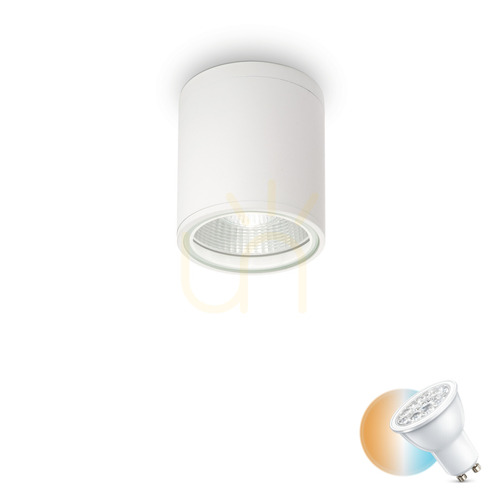 Kontrollera Takplafond Ideallux GUN PL1 BIANCO vit utomhuslampa 11 cm 122663