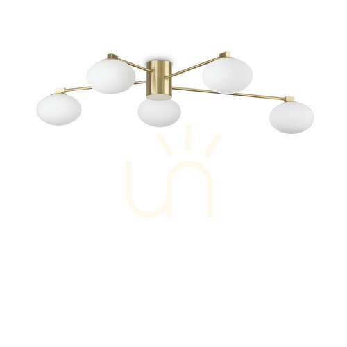 Kontrollera Plafond Ideallux Hermes PL5 D90 mässing 288277