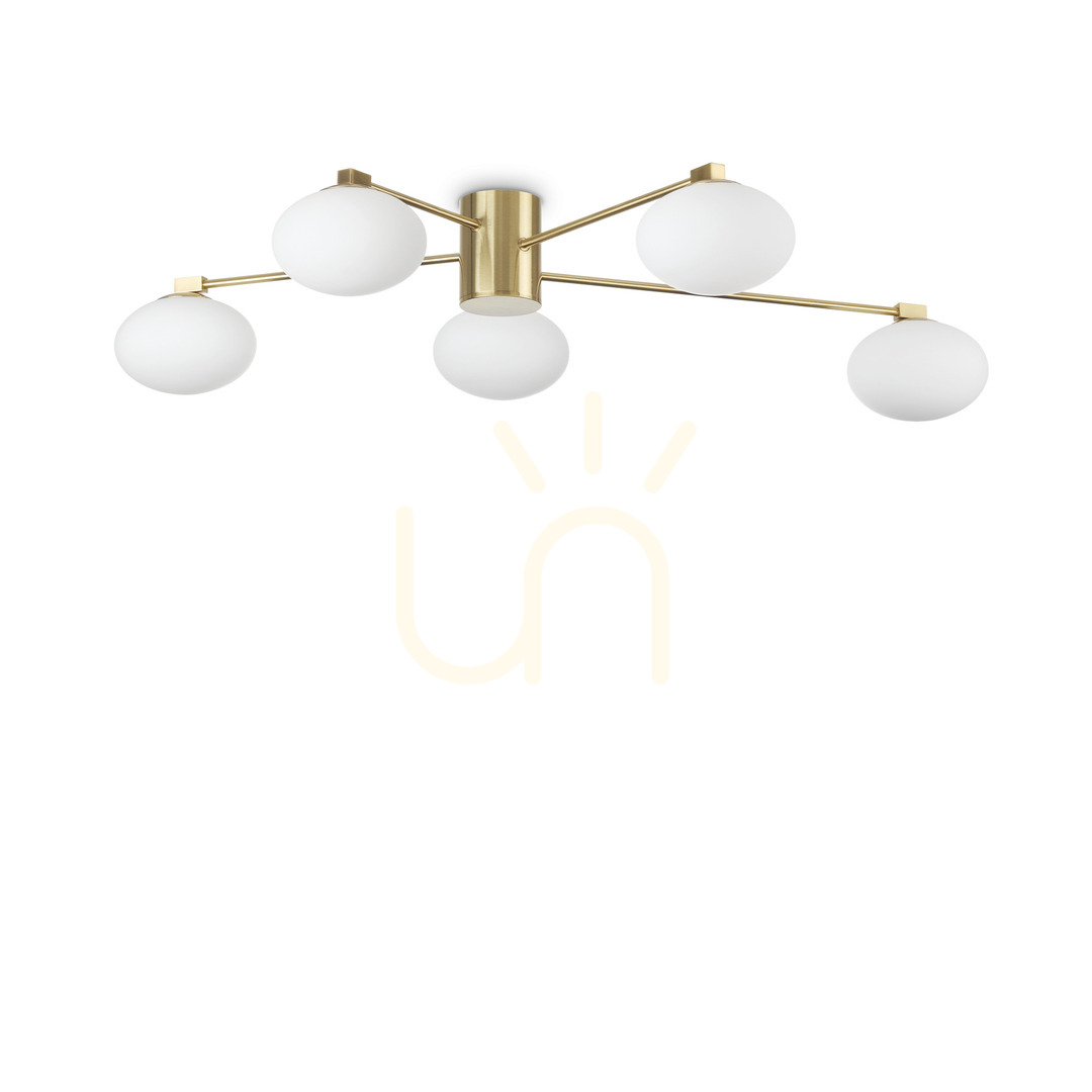 Kontrollera Plafond Ideallux Hermes PL5 D90 mässing 288277 Plafond Ideallux Hermes PL5 D90 mässing 288277