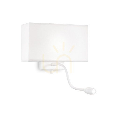 Kontrollera Vägglampa Ideallux HOTEL AP2 vit metall/tyg 32 cm 215693