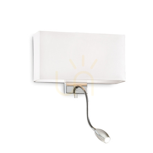 Kontrollera Vägglampa Ideallux Hotel AP2 Bianco vit metall/tyg 035949