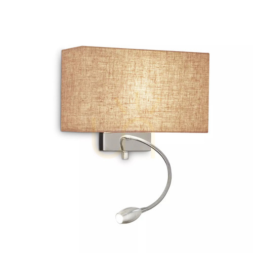 Kontrollera Vägglampa Ideallux HOTEL AP2 Canvas krom/tyg 103204