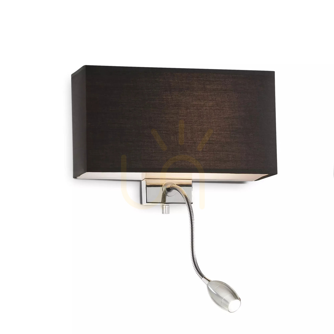 Utsikt Vägglampa Ideallux HOTEL AP2 Nero svart krom 035956 Vägglampa Ideallux HOTEL AP2 Nero svart krom 035956