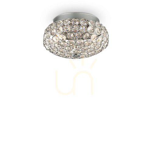 Kontrollera Plafond Ideallux King PL3 Cromo krom kristall 25,5 cm 075389