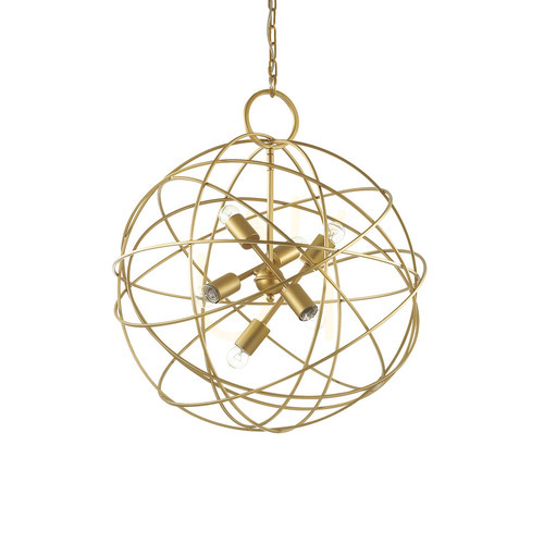 Kontrollera Pendellampa Ideallux KONSE SP6 guld 60 cm metall 156026