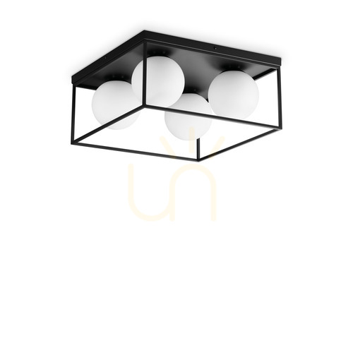 Kontrollera Plafond Ideallux Lingotto PL4 Nero svart 45,5 cm 327860
