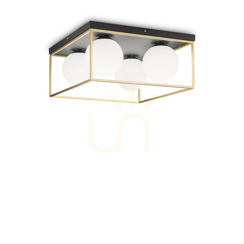 Kontrollera Plafond Ideallux Lingotto PL4 mässing 4xE14 45,5 cm 198156