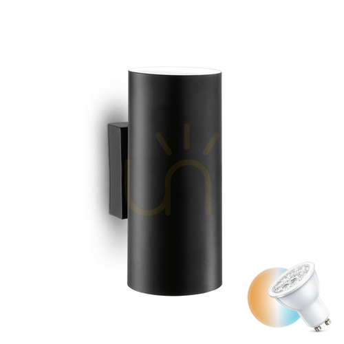 Kontrollera Vägglampa Ideallux LOOK AP2 svart GU10 2-ljus aluminium 095998