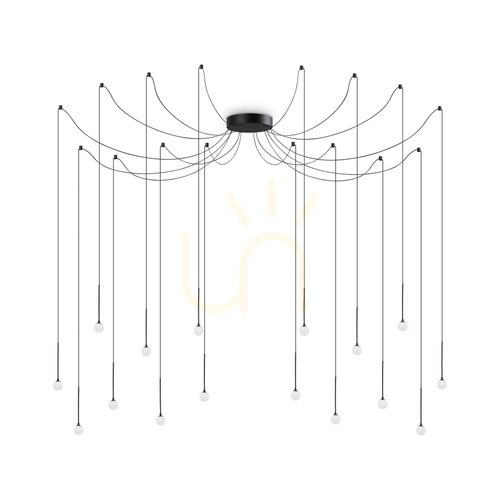 Kontrollera Pendellampa Ideallux Lucciola SP16 Nero svart glas Ø20 cm 284002